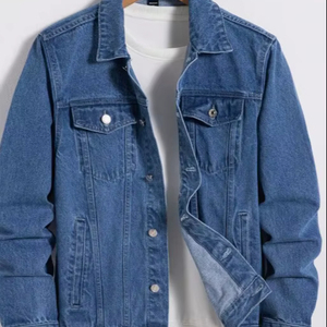 Chaqueta de mezclilla lavada Vintage azul oscuro para hombre, ropa de abrigo informal gótica de un solo pecho, bolsillos de utilidad funcional, decoración de botones - Product Image 4