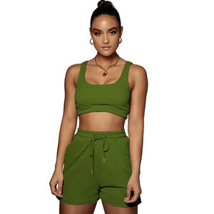 Tenues de yoga 2 pièces pour femmes, débardeurs et shorts sans couture, ensembles de vêtements de sport pour la gym - Product Image 5