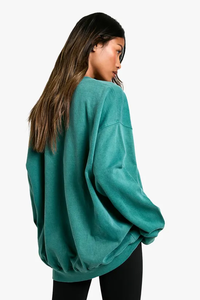 Ropa informal de invierno, sudadera de gran tamaño para mujer, Material polar de poliéster/algodón, hombro caído, Impresión de logotipo personalizado - Product Image 2