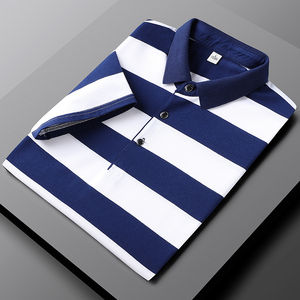 2025 100% algodón personalizado negocios Casual sólido para Polos de talla grande bordado hombres deportes gimnasio Golf camiseta rayas Chemise - Product Image 4