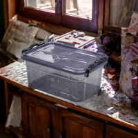 Boîte de rangement empilable robuste multi-tailles ClearPro, organisateur de bureau antidérapant, plastique PP transparent, écologique, pour la maison