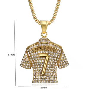 Venta caliente de los hombres 925 Plata dos tonos chapado en oro rosa Moissanite Ronaldo No.7 Jersey colgante estilo Hip Hop para certificado alto - Product Image 2