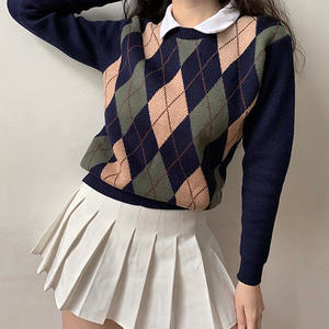 Chandail Argyle pour femme de grande taille, meilleur design, top tendance, respirant, style parfait pour l'automne/hiver - Product Image 2