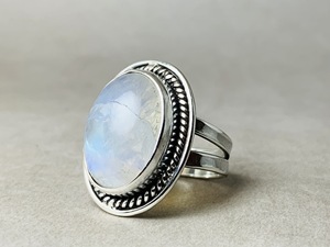 แหวน925มูนสโตนสีเงินสเตอร์ลิงเครื่องประดับชั้นดีระดับพรีเมี่ยมจากผู้ผลิตโดยตรง - Product Image 3