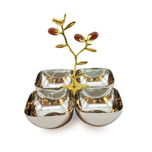 ชามเสิร์ฟผลไม้สำหรับตกแต่งทำด้วยมือชุบทองและขาตั้งโลหะอลูมิเนียม - Product Image 5