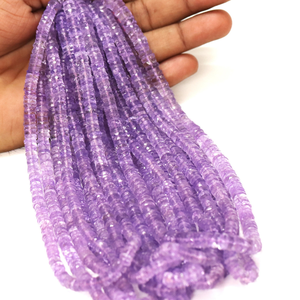 ลูกปัดอะมีทิสต์สีชมพูคุณภาพสูง รูปทรงยางรถยนต์เจียระไนแบบเฮชิ ขนาด 15 นิ้ว 5-7 มม. เกรด AAA อะมีทิสต์ธรรมชาติ รูปทรงล้อเจียระไน - Product Image 1