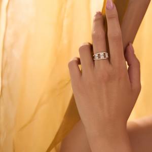 Baguette ทอง14K แหวนค็อกเทลเพชรที่ปลูกในห้องปฏิบัติการของขวัญภาพลวงตาการตั้งค่าครบรอบปีและงานแต่งงาน - Product Image 3