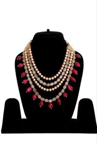 Collar de Moda de Alta Calidad del Fabricante Indio, Chapado en Oro, con Imitación de Perlas y Kundan, de Varias Capas - Product Image 3