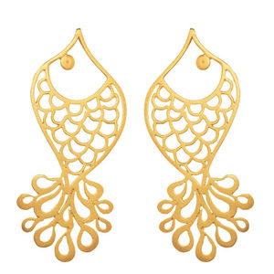 สัตว์แมลงขนาดเฉลี่ยปลาธรรมดาออกแบบทองเหลืองไมครอนเครื่องประดับต่างหูชุบทอง - Product Image 1