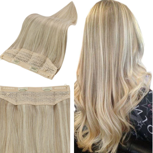 Extensiones de Cabello Humano Rubio Liso Sedoso DIY con Hilo Transparente Invisible para Belleza de la Generación Z - Product Image 1