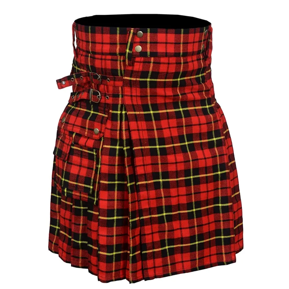 Premium Highland Scottish women tartan Kilts Custom Embroidered Patch Fashionable Scottish Men Kilt