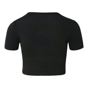 เสื้อยืดครอปสไตล์ผสมของผู้หญิงเสื้อยืดลายโครงกระดูกประดับพลอยเทียมสำหรับผู้หญิง - Product Image 2