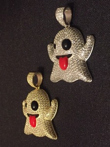 925 Sterling Silver Moissanite Snapchat Ghost Emoji Iced Out Moissanite Pendentif Bijoux Personnalisés Autre Pendentif Diamant - Product Image 2