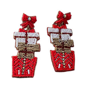 Add New Handwork Embroidery Christmas HO HO Gift Seed Beaded Earrings Unique Stylish Fancy And Jewelry Elegant Premium For <b>Girl</b> - Product Image 1