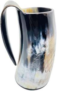 High Quality <b>Viking</b> Horn Ceramic Coffee Mug with Resin Base Drinking Horn Mug from India - Product Image 3