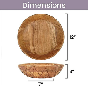 Saladier en bois élégant avec un design à contour profond Saladier en bois unique pique-niques et barbecues en plein air Bois de grande capacité - Product Image 6