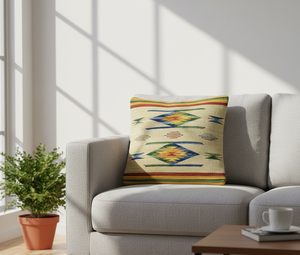 Funda de Cojín Moderna Personalizable de Algodón Tejido Color Beige con Diseño Floral Cuadrado, Cierre de Cremallera, Lavable, para Uso en el Hogar y Hoteles - Product Image 1