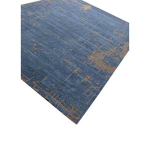 Tapis rectangulaire 4m en laine et viscose tufté à la main, motif jacquard rayé abstrait bleu, pour couloir, maison, adolescents TRA-15281 - Product Image 2
