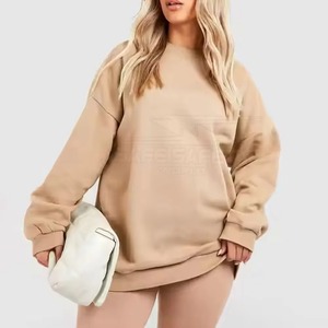 Nouveau Design automne hiver plaine imprimé Badge avant femmes col montant pull ample sweat surdimensionné - Product Image 5