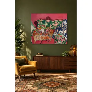 Stampa su Tela di Fida <span class=keywords><strong>Matisse</strong></span>: Nature Morte con Divano Decorato su Parete Rosa - Product Image 2