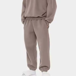 Survêtement 100% coton en gros laine à capuche ensemble hiver polaire survêtement Jogging 2 pièces coton lourd hommes Flare survêtement - Product Image 5