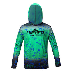 Vente en gros de chemises à capuche de protection solaire pour hommes, chemise de pêche à manches longues en polyester sublimé Rash Guard pour hommes - Product Image 2