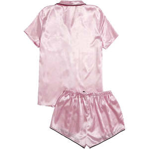 Conjunto de pijama corto de satén para mujer, sedoso, suave, transpirable, ligero, cómodo, elegante, para dormir y relajarse en casa. - Product Image 6