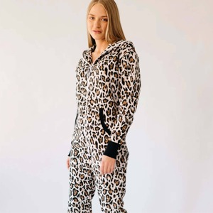 OEM Custom Womens Stylish Fleece Onesie Soft Cozy High Waist Sleepwear Loungewear with <b>Vintage</b> Tie Dye Embroidery Decorations - Product Image 4