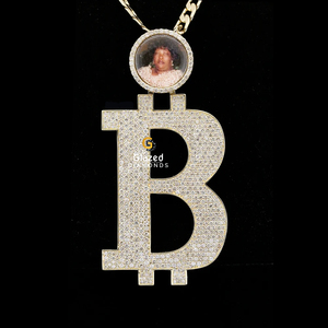 10kt oro amarillo Hip Hop Iced brillante corte Moissanite diamantes foto colgante bonito B letra colgante único Moissanite encanto - Product Image 1