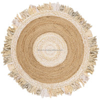 Handmade Wool Jute Fiber Yarn Carpet Rug Natural Fiber Braided Hand Woven Non-Slip Floral Pattern Modern Washable Outdoor