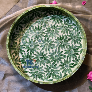 Plateaux de service en nacre de luxe faits à la main de haute qualité Carpiz Shell Plateaux à thé pour la décoration de la maison Thanhcongcraft Marque Made - Product Image 6