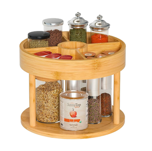 Rond en bois paresseux Susan plateau tournant en bois organisateur d'épices cuisine étagère de rangement maison stockage organisateur support - Product Image 3