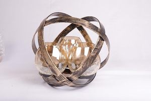 Glass & Metal Candle Holder - <b>Small</b> Handcrafted antique gold metal style metal dining <b>table</b> light luxury glass decorations - Product Image 4