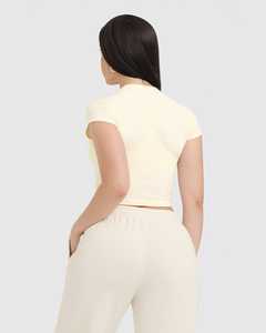 Camiseta Beige 100% de algodón de alta calidad para mujer, camiseta informal ligera, suave, transpirable y elegante, camiseta de entrenamiento de gimnasio de ajuste relajado de diseñador - Product Image 2