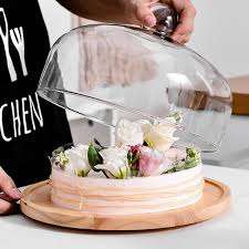 Soporte de madera para pastel de boda, tapa acrílica, soporte de pastel de té para restaurantes y vajilla decorativa, venta al por mayor - Product Image 6