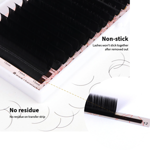 Extensiones de pestañas individuales con bandeja de longitud mixta, pbt C CC D DD, fibra vegana coreana, PBT, Etiqueta Privada, abanico - Product Image 3