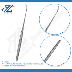 มีดผ่าตัดต่อมทอนซิล สแตนเลส ขนาด 215 มม. ยี่ห้อ Sharp สำหรับการผ่าตัดทางทันตกรรม ใช้สำหรับการผ่าตัดต่อมทอนซิล ยี่ห้อ Zoha Surgico - Product Image 2