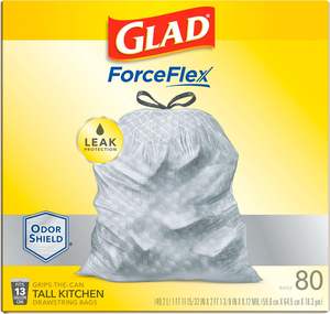 Sacs poubelle à cordon pour cuisine Glad ForceFlex Tall, 13 gallons, OdorShield, 80 unités - Product Image 6