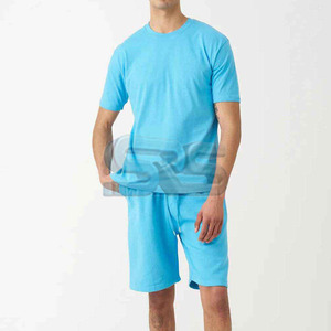 เซ็ตกางเกงขาสั้นแขนสั้นสำหรับผู้ชายเสื้อวอร์มสีพื้นสองชิ้นสำหรับสวมใส่แนวสตรีทเสื้อยืดแขนสั้นสำหรับฤดูร้อนสีตัดกัน2025 - Product Image 3