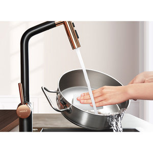 Rubinetto da Cucina Tradizionale HIGOLD BN1.0 a Leva Singola, Finitura Spazzolata in Acciaio Inox, Girevole per Acqua Calda/Fredda - Product Image 1