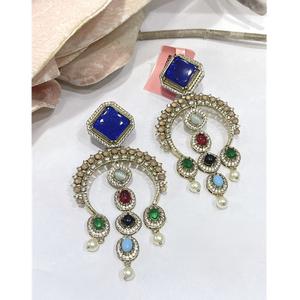 ต่างหูฟิวชั่นจากดีไซเนอร์พร้อมต่างหูหินสำหรับผู้หญิงสาวๆสำหรับชุดราตรีสำหรับใส่ไปปาร์ตี้แฟชั่น - Product Image 1