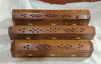 Support de bâtonnets d'encens artisanaux en bois de santal naturel Agarbatti, attrape-cendres, artisanal indien, écologique, religieux