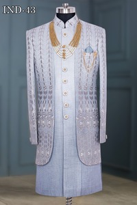 Sherwani Kurta en velours de haute qualité pour mariage, vêtements indo-occidentaux, vêtements islamiques, robe musulmane avec costumes pour hommes - Product Image 2