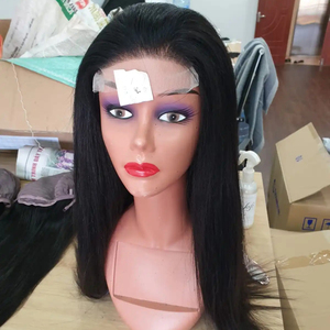 Gluless 100% Peluca de cabello humano Cutícula alineada HD Peluca de encaje frontal con onda natural Estilo recto Cabello humano real con frontal - Product Image 1