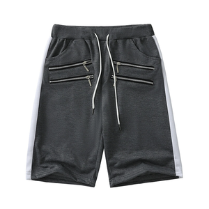 Top vente hommes été Shorts de plage 100% coton fermeture éclair décontracté coupe ample respirant Shorts de sport avec motif solide - Product Image 6