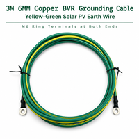 Câble de mise à la terre pour panneau solaire photovoltaïque 3M 6mm en cuivre pur BVR jaune-vert avec borne annulaire M6