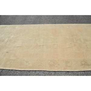 Tapis turc Vintage Beige 5.2 X 14.1ft fait à la main en laine grande surface Patchwork Design rectangulaire couloir Latex pour décoration de chambre - Product Image 4