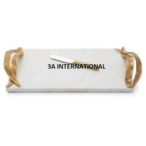 Plat de service en marbre blanc haut de gamme pour plateau de restauration décoratif de fête de mariage pour servir de serveur de Dessert alimentaire - Product Image 1