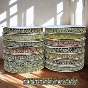 Encajes Bordados Tradicionales Hechos a Medida, Multicolores, con Pedrería, 100% Algodón, Colores Variados de Lujo para Vestidos de Novia y Ropa - Product Image 5