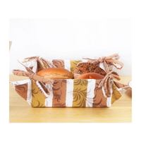 Corbeille à pain en coton et lin de qualité alimentaire point de satin brodé 25x25cm carré retient la chaleur pâte douce lavable à manger